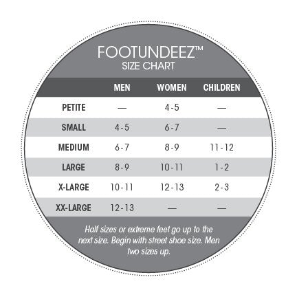 Footundeez size chart